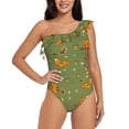 thumbnail image 1 of Sikiie Squirrel And Nuts Print Women One Piece Swimsuits Tummy Control One Shoulder Bathing Suits Ruffle Swimwear, From S to XXL-, 1 of 6