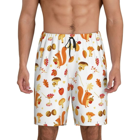 Sikiie Squirrel InThe Forest3 Mens Pajama Shorts, Lightweight Lounge Pant with Pockets Soft Sleep Pj Shorts for Men4X-Large