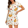 thumbnail image 1 of Sikiie Squirrel Maple Leaves And Nuts Print Women's Short-sleeved Nightdress, Round Neck Pullover Nightdress Pajamas Summer Home Wear, 1 of 6