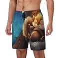 thumbnail image 1 of Sikiie Squirrel Sleeping In Tree Print Men's Double Layer Swimming Trunks, Adjustable Waistband and Pockets Sports Swimming Trunks, Beach Swimwear-Small, 1 of 6