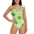 thumbnail image 1 of Sikiie St Patrick's Day11 Print Women One Piece Swimsuits Tummy Control One Shoulder Bathing Suits Ruffle Swimwear, From S to XXL-Large, 1 of 6