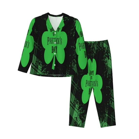 Sikiie St Patrick's day Pajamas Set Long Sleeve Sleepwear Womens Button Down Nightwear Pj Sets-XX-Large