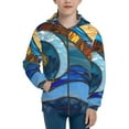 thumbnail image 1 of Sikiie Stained Glass Ocean Wave Zip Up Hoodie Teenage, hoodies for Teenage, Zipper Sweatshirt Jacket for Daily, Traveling-Medium, 1 of 6