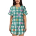thumbnail image 1 of Sikiie Starfish On Checkered Background Womens Pajama Sets Short Sleeve Top With Pants Sleepwear 2 Piece Lounge SetXX-Large, 1 of 6