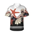 thumbnail image 1 of Sikiie Starfishes Shells Print Men's Hawaiian Shirt, Summer Beach Button Pocket Short Sleeve T-Shirt,XX-Large, 1 of 7