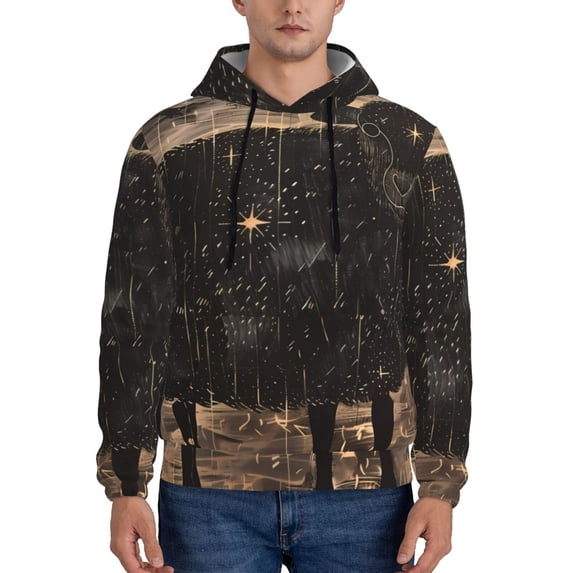 Sikiie Starry Night Black Sheep Men's Hoodie, Essentials Hoodie, Sweatshirt, Pullover Hooded Sweatshirt for Men-Small