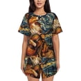 thumbnail image 1 of Sikiie Starry Night Guitar Dog Womens Pajama Sets Short Sleeve Top With Pants Sleepwear 2 Piece Lounge Set-Medium, 1 of 6