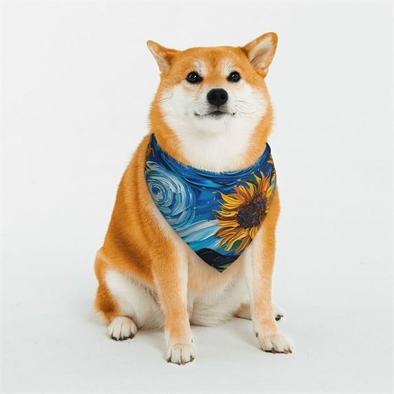 Sikiie Starry Night Sunflower Field Dog Bandanas-Dog Scarf Bib Kerchief Breed for Dogs and Small for Pets Gift-Medium