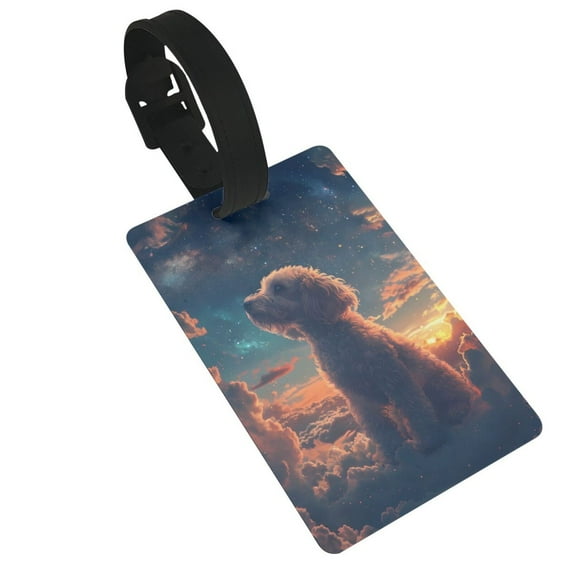 Sikiie Starry Sky Cloud Puppy Luggage Tags Privacy Cover ID Label Suitcase Tags Identifiers For School Bags,Suitcases