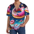 thumbnail image 1 of Sikiie Starry Sky Colorful Donut Men's Wrinkle Free Untucked Cuban Shirt Business Casual Button Down Shirts Short Sleeve ShirtXX-Large, 1 of 5