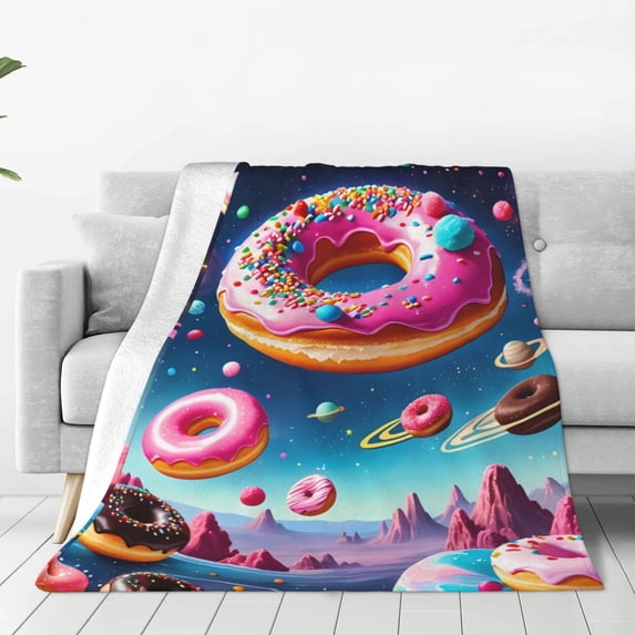 Sikiie Starry Sky Colorful Donut Ultra-Soft Micro flannel Blanket Luxury All Seasons Warm Blanket for Bedding Sofa and Travel (4 sizes)-60"x50"