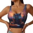 thumbnail image 1 of Sikiie Starry Sky Meditating Fox Print Strappy Sports Bra for Women Padded Push Up Sports Bra Athletic Running Sports Bra Workout Bra Yoga Bra, 1 of 5