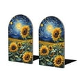 thumbnail image 1 of Sikiie Starry Sky Sunflower Bookends 1 Pair, Wood Bookends for Shelves, Book Ends for Shelves, Book Shelf Holder for Home Office, 1 of 7