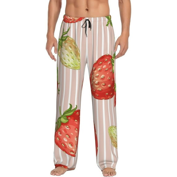 Sikiie Strawberries Mens Pajama Pants Sleep & Lounge Pants, PJ Bottoms With elastic waistb and Pockets X-Large