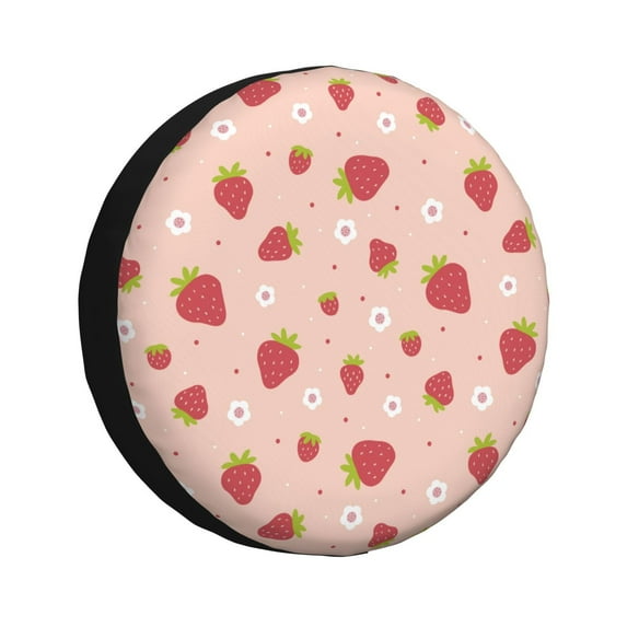 Sikiie Strawberries PVC Leather Spare Tire Wheel Cover Spare Tire Cover, for Car Truck SUV Camper Trailer Universal Fit(14-17in)-16 inch
