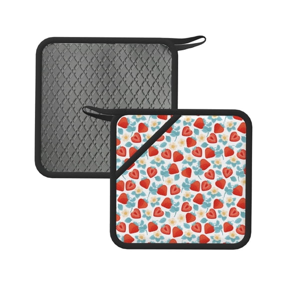 Sikiie Strawberries Pot Holders Kitchen Insulation Mats Heat Resistant Pot-Holder Oven Anti-Scald Pads for Cooking Baking, 7.1*7.1inch
