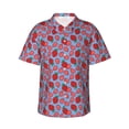 thumbnail image 1 of Sikiie Strawberries Print Men's Hawaiian Shirt, Summer Beach Button Pocket Short Sleeve T-Shirt,3X-Large, 1 of 7