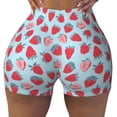 thumbnail image 1 of Sikiie Strawberries Print Workout Shorts Women Scrunch Butt Gym Shorts Seamless High Waist Tummy Control Yoga Biker Athletic Shorts, 1 of 5