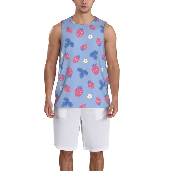 Sikiie Strawberry And Flowers Basketball Jersey Reversible Men's Mesh Athletic Sports Shirts Training Practice S-4XL3X-Large