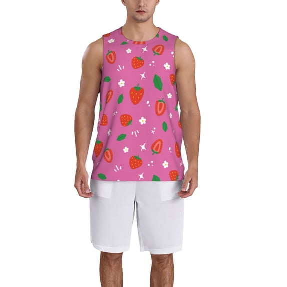 Sikiie Strawberry Floral Basketball Jersey Reversible Men's Mesh Athletic Sports Shirts Training Practice S-4XLLarge