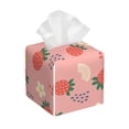 thumbnail image 1 of Sikiie Strawberry Floral Leather Tissue Box Cover Square, tissue box holder, Tissue Box with Bottom Belt-5.2”x5.2”x5.2”, 1 of 7