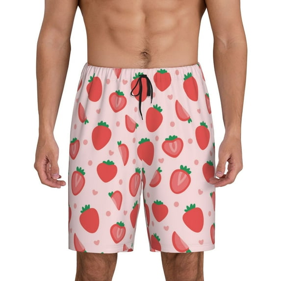 Sikiie Strawberry Mens Pajama Shorts, Lightweight Lounge Pant with Pockets Soft Sleep Pj Shorts for MenX-Large