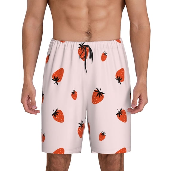Sikiie Strawberry Mens Pajama Shorts, Lightweight Lounge Pant with Pockets Soft Sleep Pj Shorts for MenX-Large