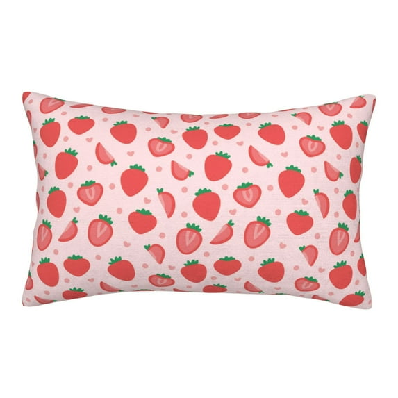 Sikiie Strawberry Print Plush Pillow Cover, Wrinkle-proof and Stain-resistant Pillow Protector without Pillow Core, Home Decoration-14"x20"