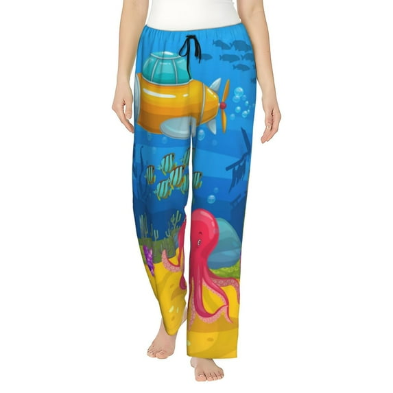 Sikiie Submarine And Landscape Women’s Lounge Pants, Lounge Pants Sleep Bottoms, Lounge for Women, Womens Pajama Pants -Medium