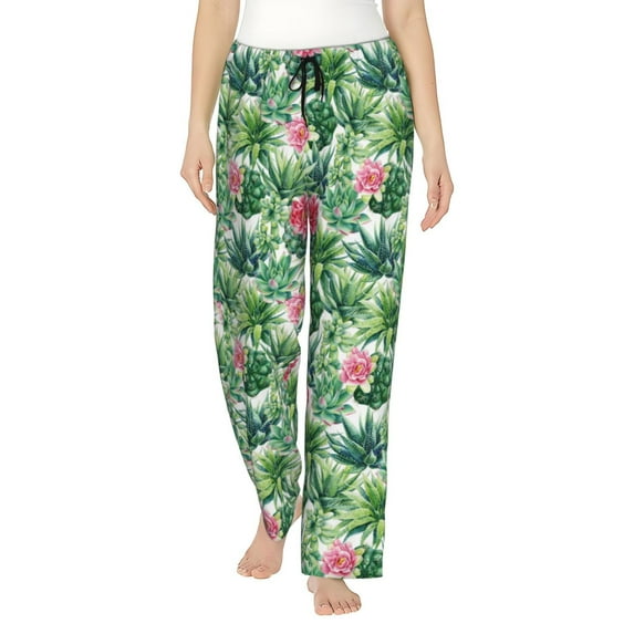 Sikiie Succulents 1 Women’s Ultra-Soft Comfy Lounge Pants Sleepwear Comfy Lounge Pants Drawstring Sleep Bottoms with PocketsXX-Large