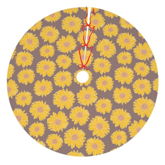 Sikiie Sunflower 30-48 inches {designName} Print Christmas Tree Skirt Snowman Xmas Tree Skirt with Edge Christmas Decorations for Holiday Party48"