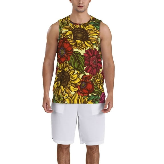 Sikiie Sunflower Basketball Jersey Reversible Men's Mesh Athletic Sports Shirts Training Practice S-4XLLarge