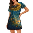 thumbnail image 1 of Sikiie Sunflower Castle Starry Sky Print Women's Short-sleeved Nightdress, Round Neck Pullover Nightdress Pajamas Summer Home Wear, 1 of 6