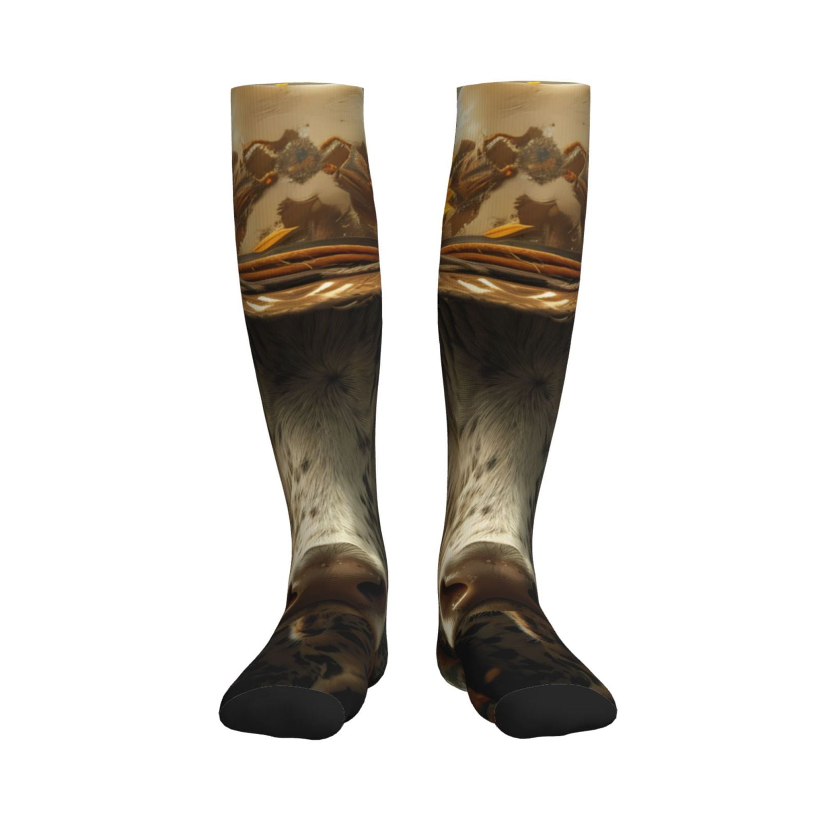 Sikiie Sunflower Cowboy Hat Cow 1 Pairs Compression Socks for Men and ...