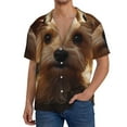 thumbnail image 1 of Sikiie Sunflower Cute Puppy Men's Wrinkle Free Untucked Cuban Shirt Business Casual Button Down Shirts Short Sleeve ShirtLarge, 1 of 5