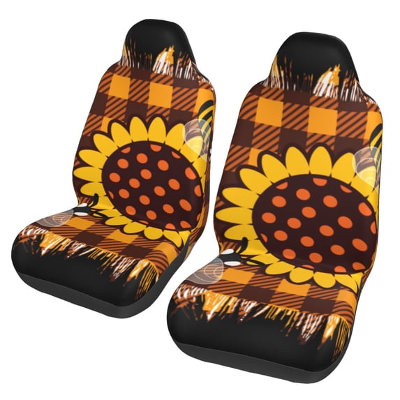 Sikiie Sunflower Gnomes and Bees Car Seat Protector 2 Pack Car Seat Cushion Mat, Car Seat Covers for SUV, Truck, Van