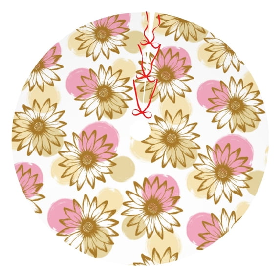 Sikiie Sunflowers 30-48 inches {designName} Print Christmas Tree Skirt Snowman Xmas Tree Skirt with Edge Christmas Decorations for Holiday Party36"