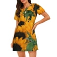 thumbnail image 1 of Sikiie Sunflowers 7 Print Women's Short-sleeved Nightdress, Round Neck Pullover Nightdress Pajamas Summer Home Wear, 1 of 6