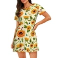 thumbnail image 1 of Sikiie Sunflowers And Butterflies Print Women's Short-sleeved Nightdress, Round Neck Pullover Nightdress Pajamas Summer Home Wear, 1 of 6