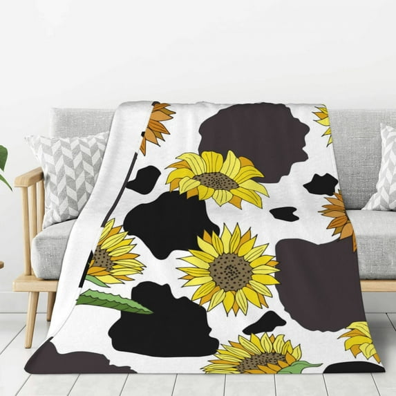 Sikiie Sunflowers Country Cozy Flannel Fleece Throw Blanket: Lightweight & Thick for All Seasons - Perfect for Women, Men, & Kids"50"x40"