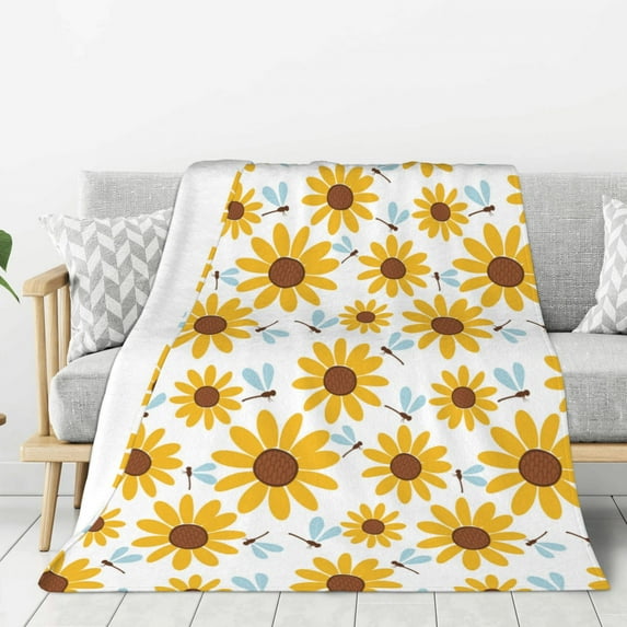 Sikiie Sunflowers Cozy Flannel Fleece Throw Blanket: Lightweight & Thick for All Seasons - Perfect for Women, Men, & Kids"40"x30"