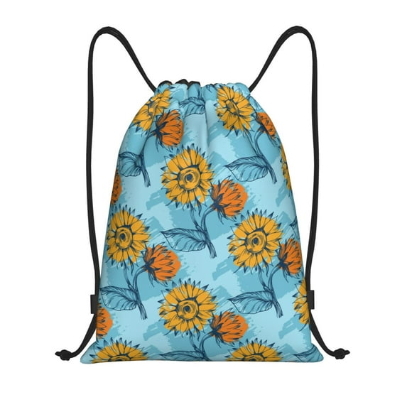 Sikiie Sunflowers Drawstring Backpack Drawstring Bags, Draw String Back Bag for Sports, Gym, Travel, Swimming, Beach-Small