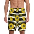 thumbnail image 1 of Sikiie Sunflowers On Black And White Stripes Mens Pajama Shorts, Lightweight Lounge Pant with Pockets Soft Sleep Pj Shorts for MenLarge, 1 of 6