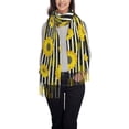 thumbnail image 1 of Sikiie Sunflowers On Black And White Stripes Shawl Wraps Big Scarf Tassel Fall Winter Thick Scarf Warm Shawl Women Fall Gifts, 1 of 8