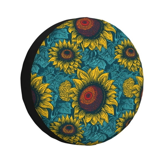 Sikiie Sunflowers PVC Leather Spare Tire Wheel Cover Spare Tire Cover, for Car Truck SUV Camper Trailer Universal Fit(14-17in)-16 inch