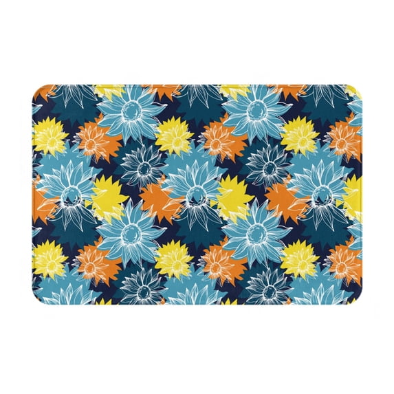 Sikiie Sunflowers Print Flannel Anti-slip Floor Mat 16x24in, Thickened Dustproof Entrance Door Mat Floor Mat for Kitchen, Bathroom, Laundry Room