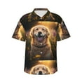 thumbnail image 1 of Sikiie Sunset Daisy Dog Print Men's Hawaiian Shirt, Summer Beach Button Pocket Short Sleeve T-Shirt,XX-Large, 1 of 7