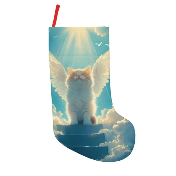 Sikiie Sunshine Cute Winged Cat Christmas Stockings,18 Inches Christmas Stockings Xmas Hanging Stockings for Family Christmas Decorations & Gifts