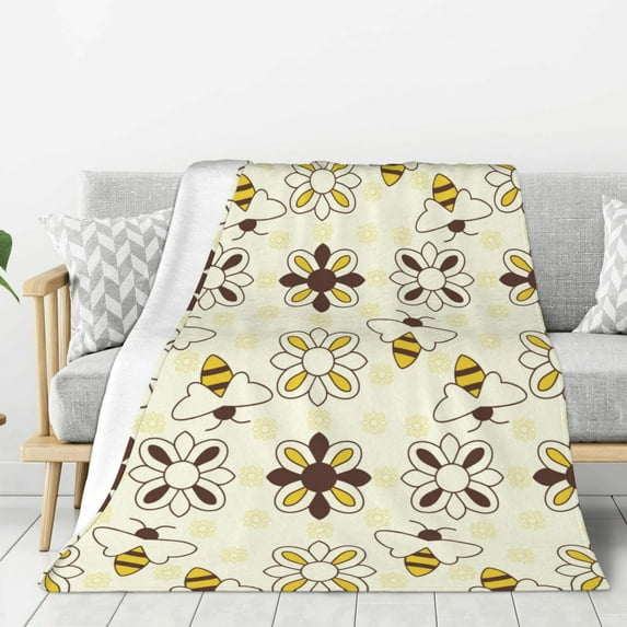 Sikiie Sweet Bee Cozy Flannel Fleece Throw Blanket: Lightweight & Thick for All Seasons - Perfect for Women, Men, & Kids"50"x40"
