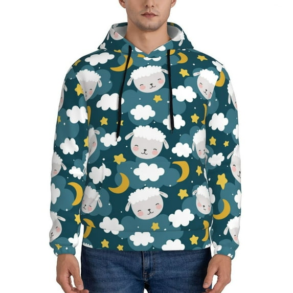 Sikiie Sweet Dream Lamb Men's Hoodie, Essentials Hoodie, Sweatshirt, Pullover Hooded Sweatshirt for Men-4X-Large
